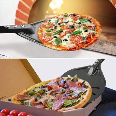 6-Zoll Runde Pizza-Wende-Schaufel Langer Griff Antihaftbeschichtet Leicht Perforiert Eloxierte Aluminiumlegierung Hausgemachter Pizza-Wender Spinner
