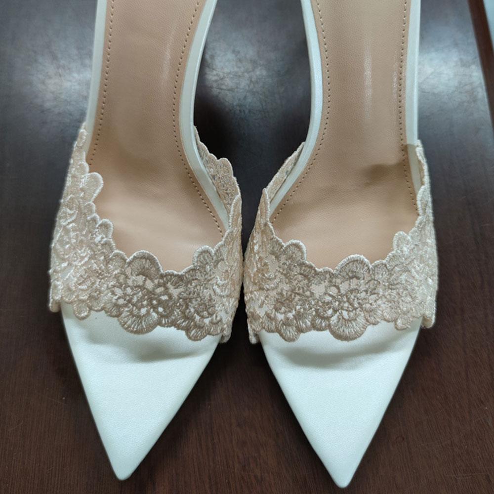 Summer Peep Toe Lace Women's Mules Sandals Elegant Chic 9cm High Heels Sexy Party Shoes Slipper Sandals