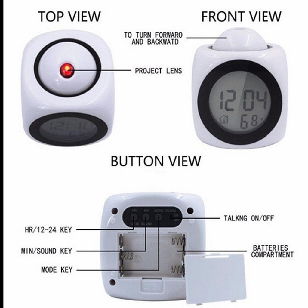 Personalized Multi-function Projection, English Clock, LED Projection, Alarm Clock, Voice Clock, And Bell Announcement