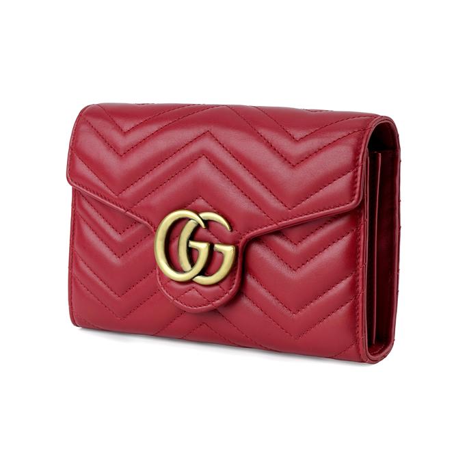 Gucci GG Marmont Vintage Logo Chain Leather Envelope Shoulder Bag Women Shoulder Bag Red 474575-DTD1T-6433