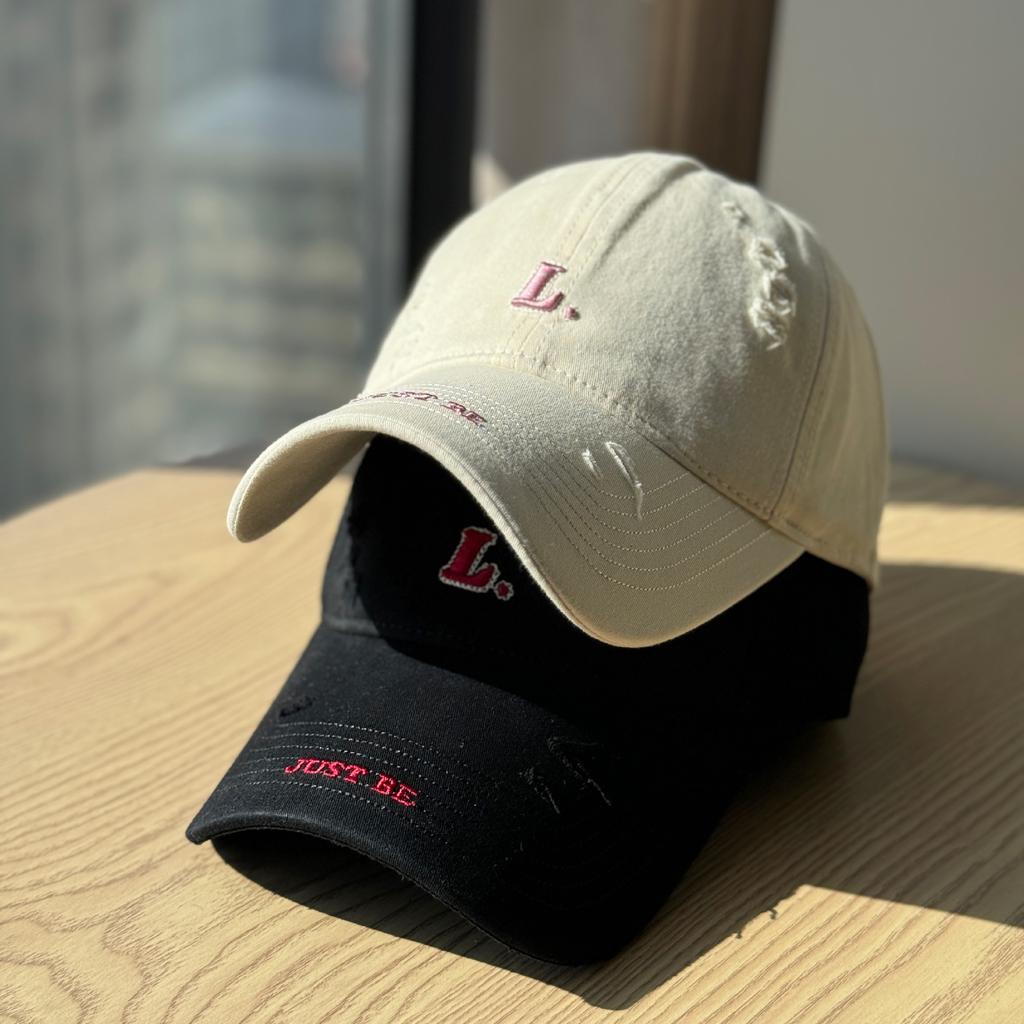 High-quality ripped embroidered baseball cap for women, simple and versatile, blue, for spring and summer L Large head circumference baseball cap