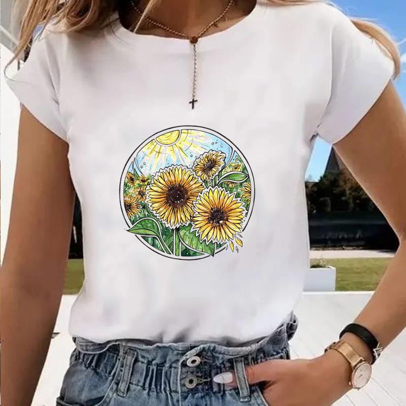 Asian Size-Print Graphic Tee Cactus Plant Trend Style 90s Casual Women's Clothing Summer Top Ladies Female T Fashion Short Sleeve T-shirt