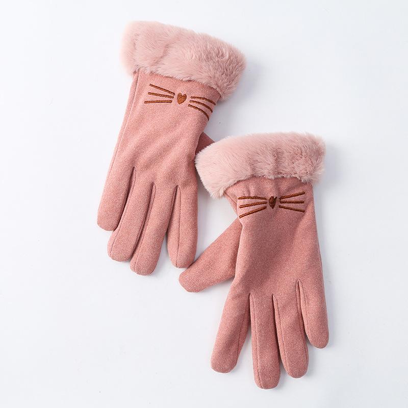 Autumn and Winter Warm Gloves for Women with Thickened Fleece Edges Outdoor Cycling and Driving Sports Touch Screen Fleece Gloves