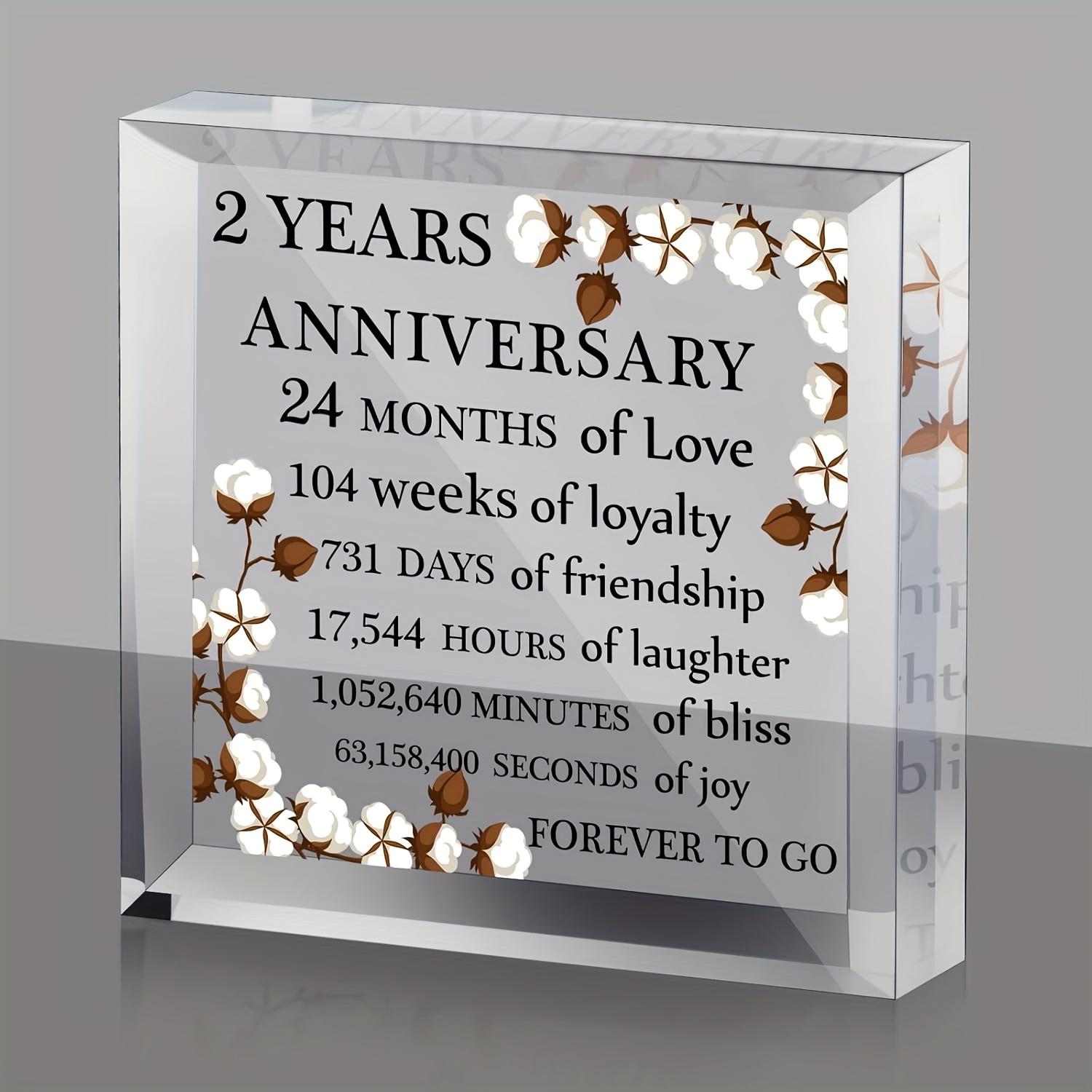 

Vintage Acrylic Sign, 1pc 2nd Anniversary Acrylic Keepsake - 2 Years of Love -Themed Gift for Husband, Wife, or Partner 10*10cm