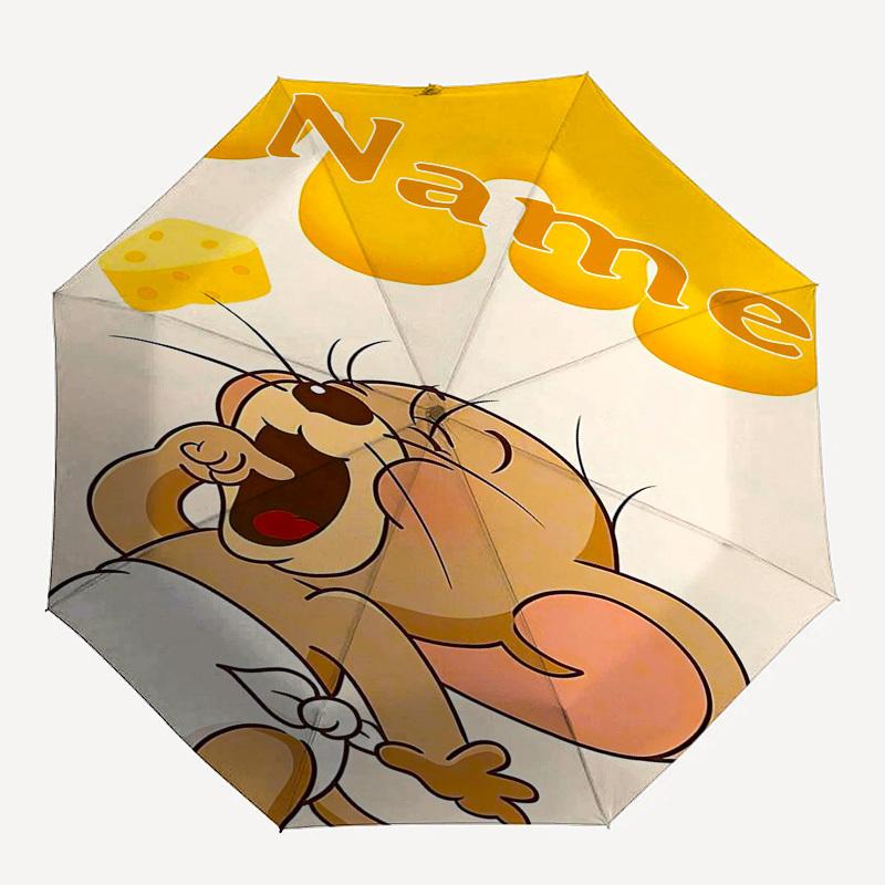 

1pc mouse cheese custom umbrella Automatic Open/Close, 8-Rib Durable Frame Customizable Name/Text, Portable & Stylish for , 1035L