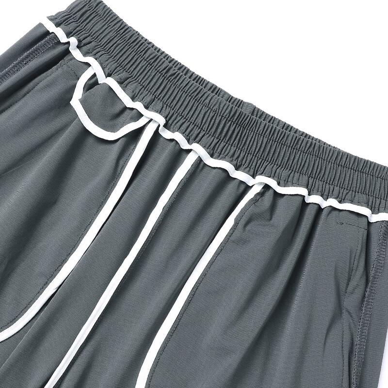 ROMON Men's Casual Ice Silk Straight-Leg Trousers