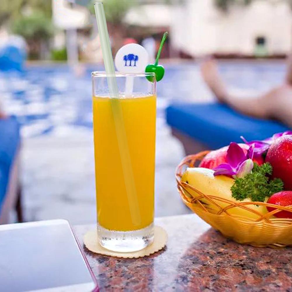 8x200 mm opakovaně použitelné brčko na pití z vysoce borosilikátového skla sada brček Smoothies koktejlové tyčinky brčka se sáčkem na štětce