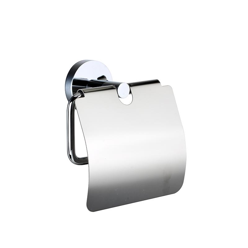 Metalique 54081-CR Wall-mounted Chrome Silver Modern Design Durable Easy Install Bathroom Roll Paper Tissue Holder with Lid