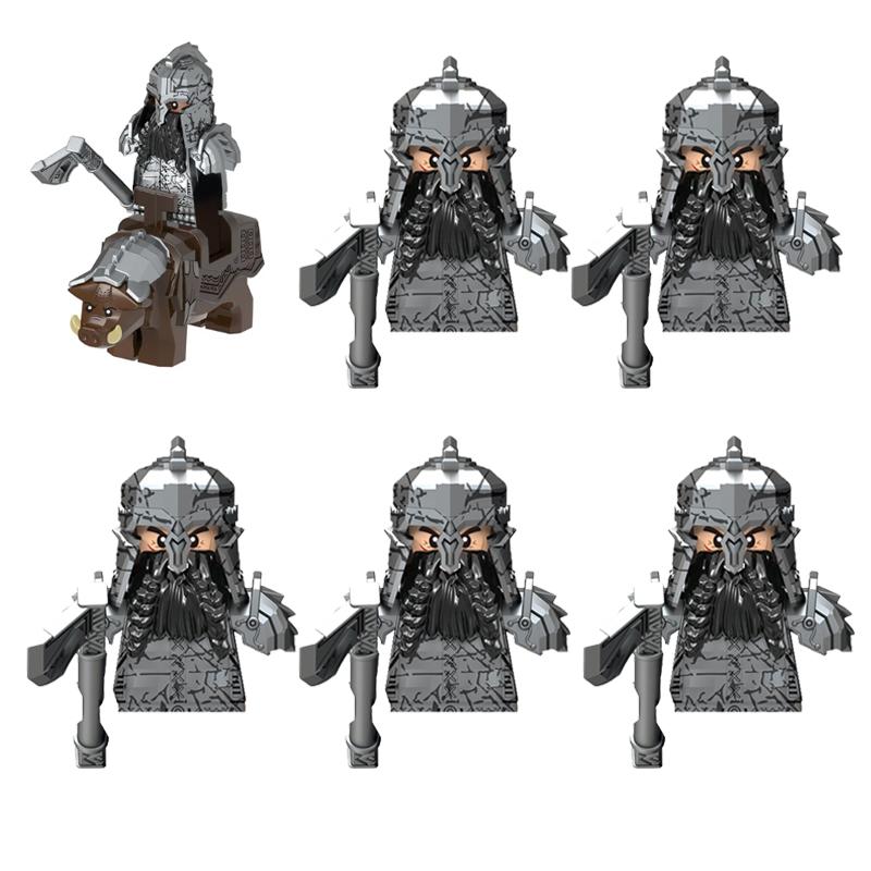 MOC Středověké Vojenské Stavební Kostky Elfský Bojovník Ork Rohan Gondor Rytíř Sada Postav Zvířecí Armáda Zbraň Luk Kuše Hračka