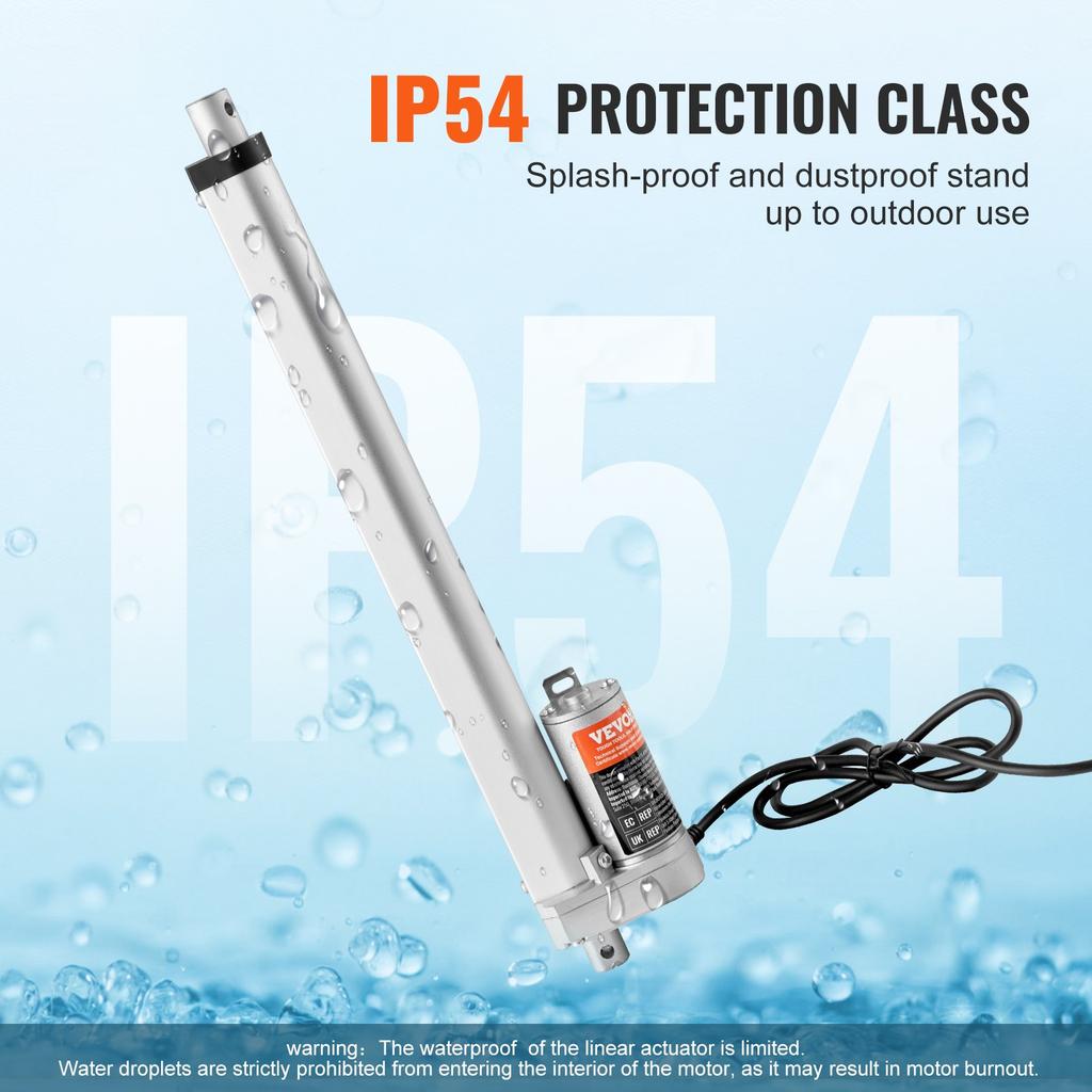VEVOR Linear Actuator 12V 30.5 Cm High Load 149.7 kg/1500N 0.5 Cm/s IP54 Protection