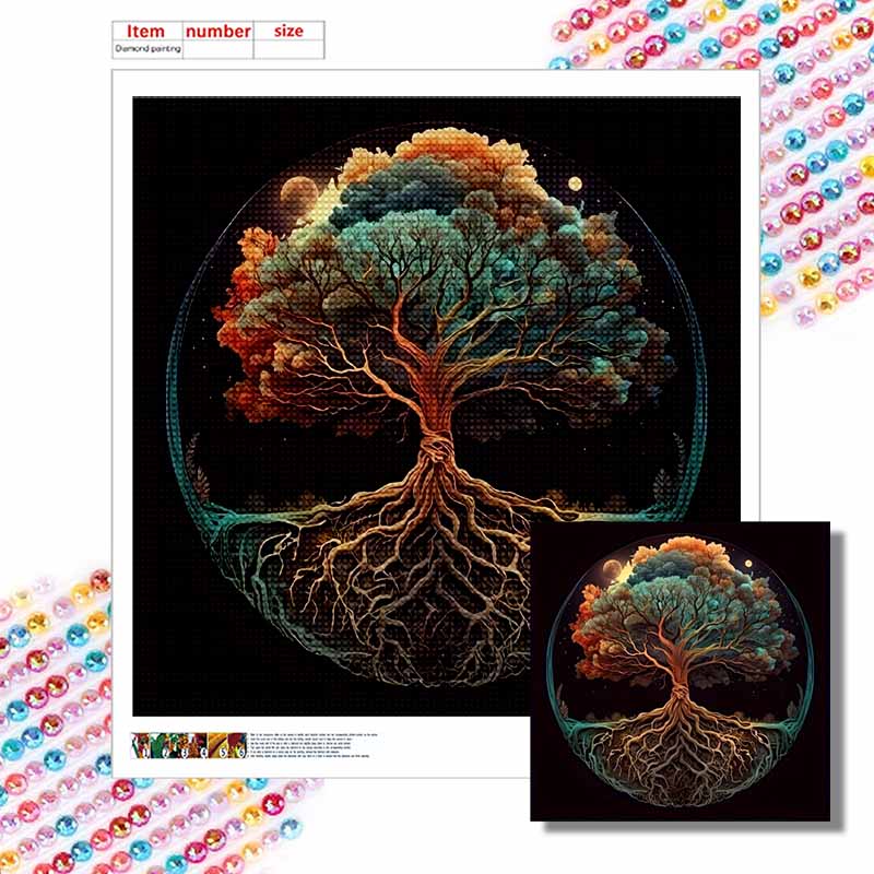 New Arrival 5D DIY Full Circle Diamond Painting "Round Tree Roots" Embroidery Cross Stitch Home Decor Gift