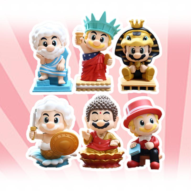 6pcs Mario Action Figure Anime Cosplay Game Doll Collectible Toy Car Display