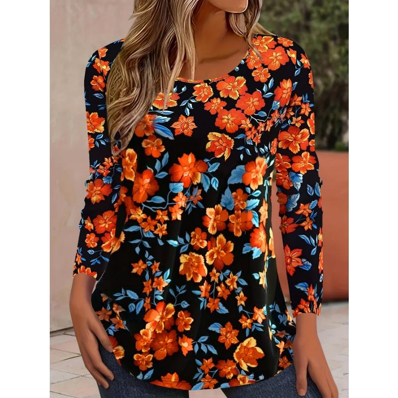 Vintage Leaves Floral 3D Print O-Neck Long Sleeve T-Shirt Fashion Women clothing Casual y2k clothes Harajuku Female clothing