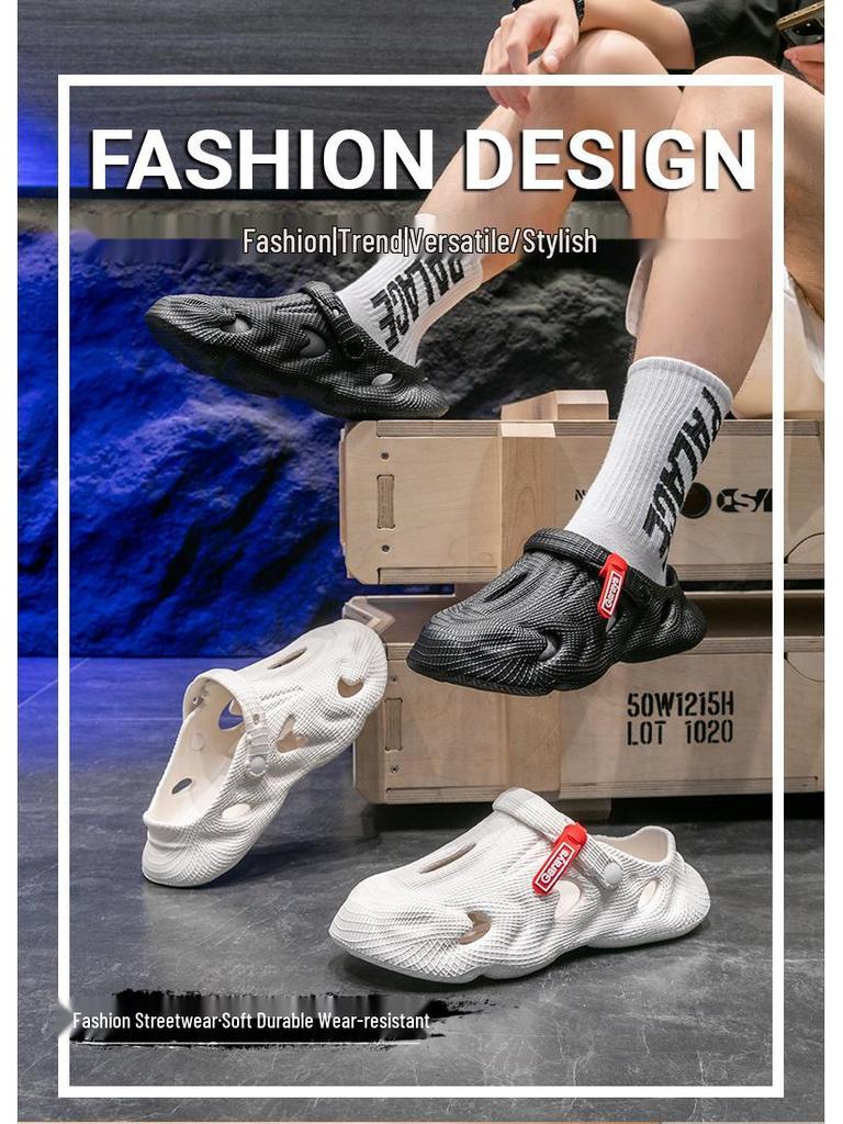 Men's Coconut Hole Non-Slip Outdoor Beach Sandals - Summer Baotou Slippers