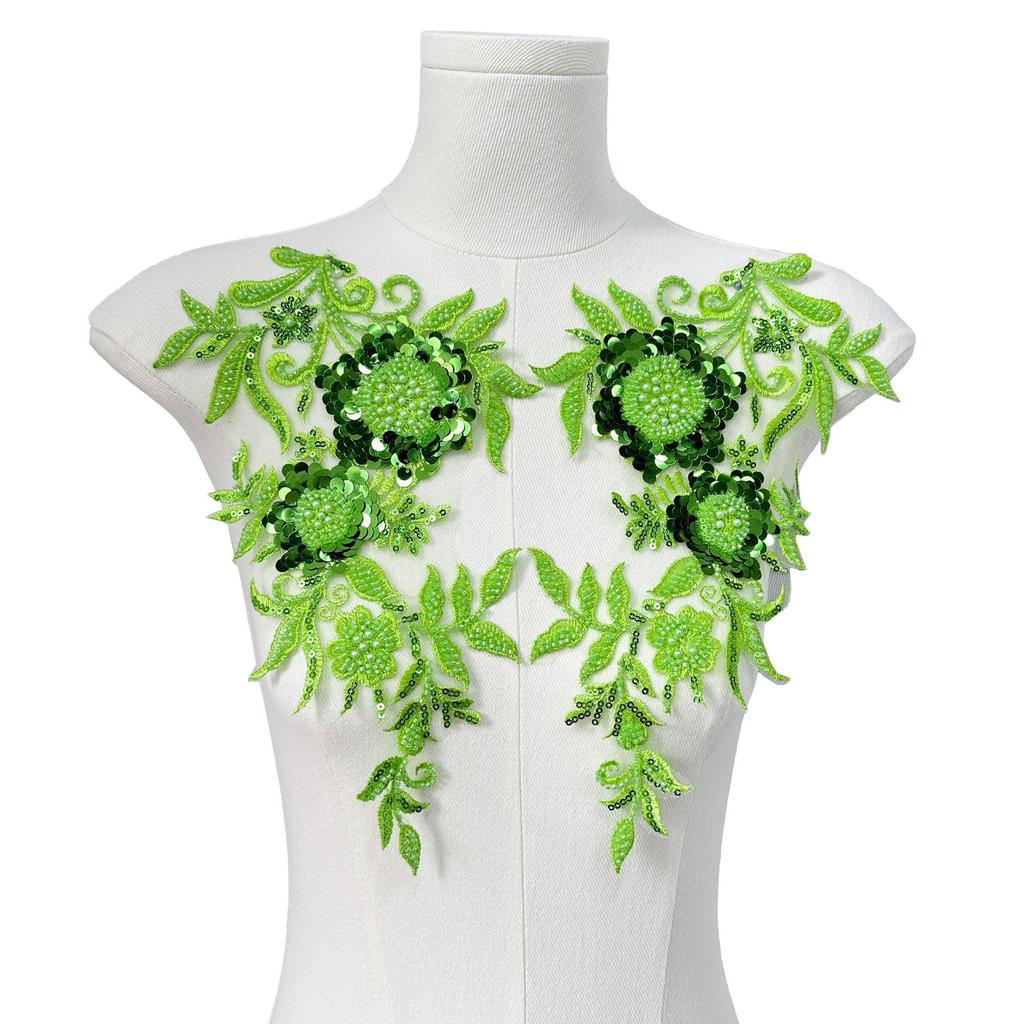 Mesh Solid Color Sequin Bead Embroidery Cloth Sticker Heavy Industry Embroidery Clothing Lace Accessories Diy Jewelry