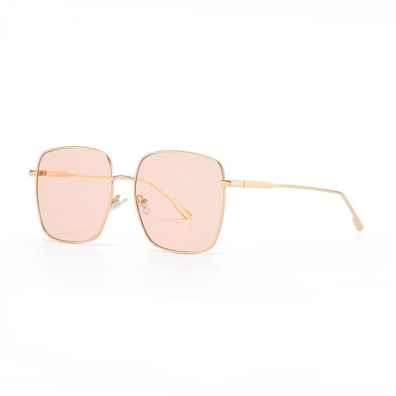 

Polarized Womens Square Metal Sunglasses With Uv400 Protection For Fashion Casual And Driving GoldFramePinkNonPolarized