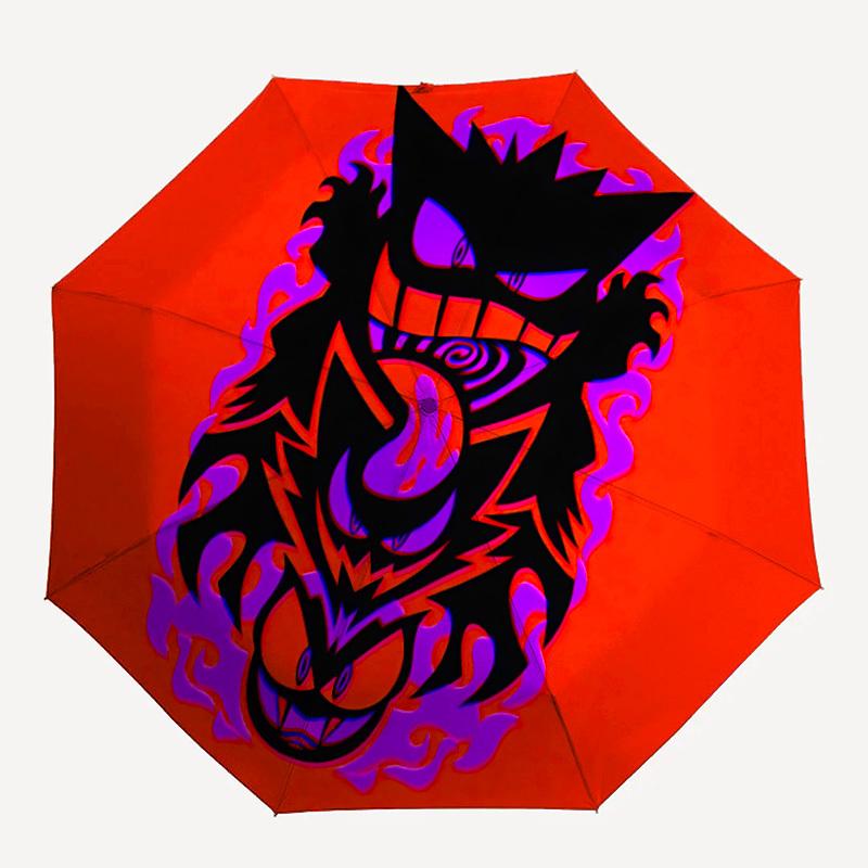 

1pc Monster Flames Automatic Open/Close Umbrella with Windproof, Functional Design, 8-Rib Sturdy Canopy