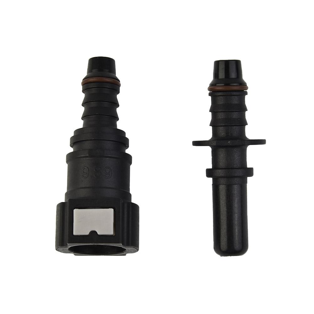 Straight 9.89mm ID8 Car Fuel Line Hose Pipe Coupler/Quick Release Connector SET