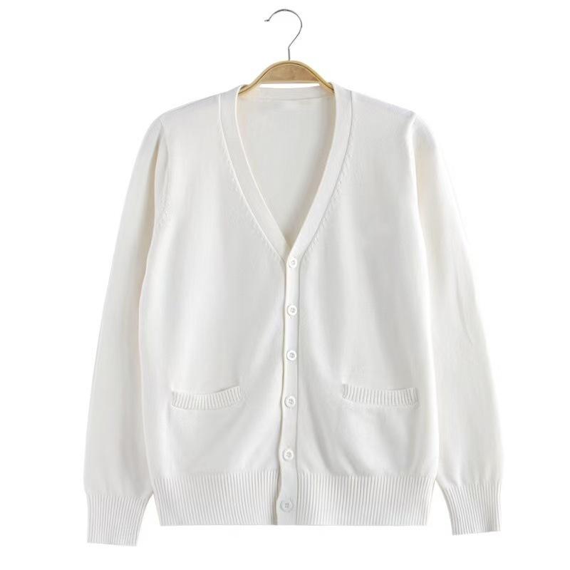 Unisex College Style V-Neck Long Sleeve Knit Sweater Vest for Spring and Autumn