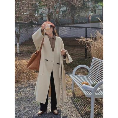 Neuer doppelseitiger Woll-Langschal-Kragen im koreanischen Stil, lässige Wolljacke