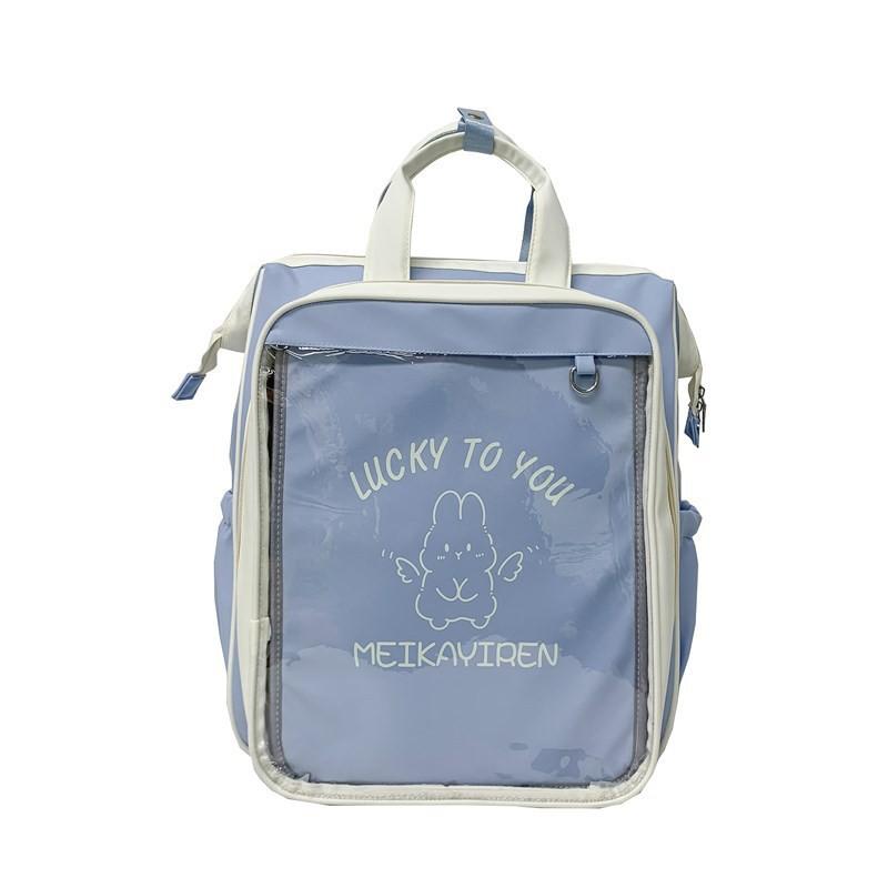 Transparent Doll Pain Bag Large Capacity Bar Backpack Female Student Schoolbag Dual-purpose 40cm Cotton
