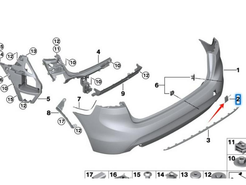 BMW 2 Series F45 Active Tourer Rear Bumper Tow Hook Cover 51317393792
