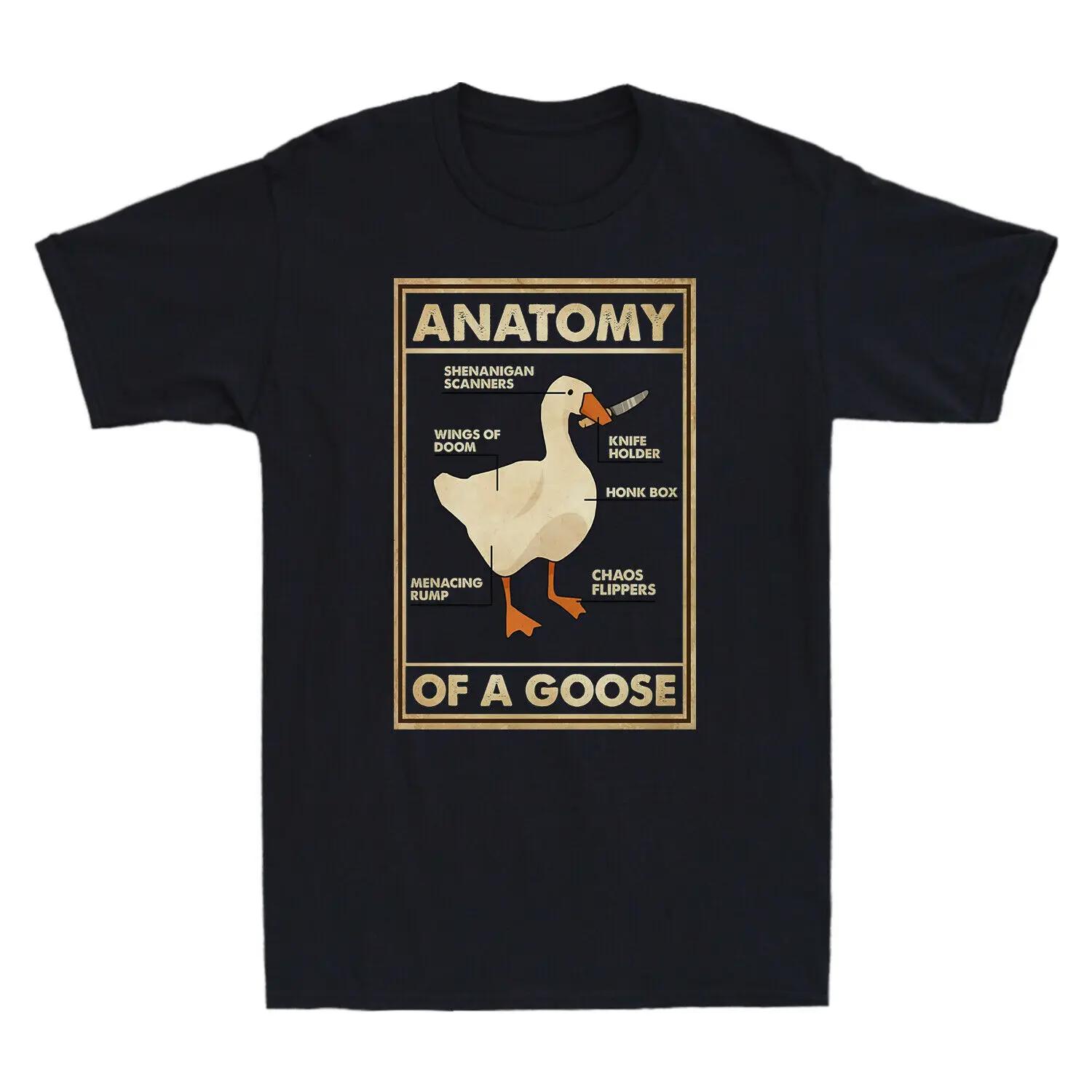 

Anatomical Goose & Duck Graphic Vintage Gaming Men s Black T-Shirt Unisex Harajuku Gothic Ulzzang Streetwear Short Sleeve Tee 4XL