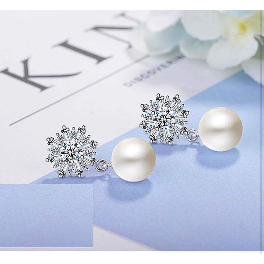 Latest Crystal Pearl Silver Plated Earrings for Women