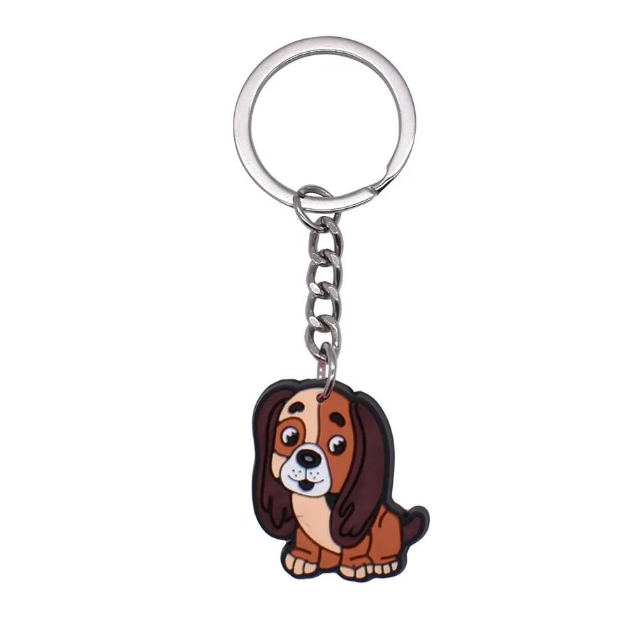 New Arrival Adorable Pet Dogs PVC Soft Keychains Bag Hanging Pendant Car Keyrings Animals Key Chains Accessories Wholesale Gift