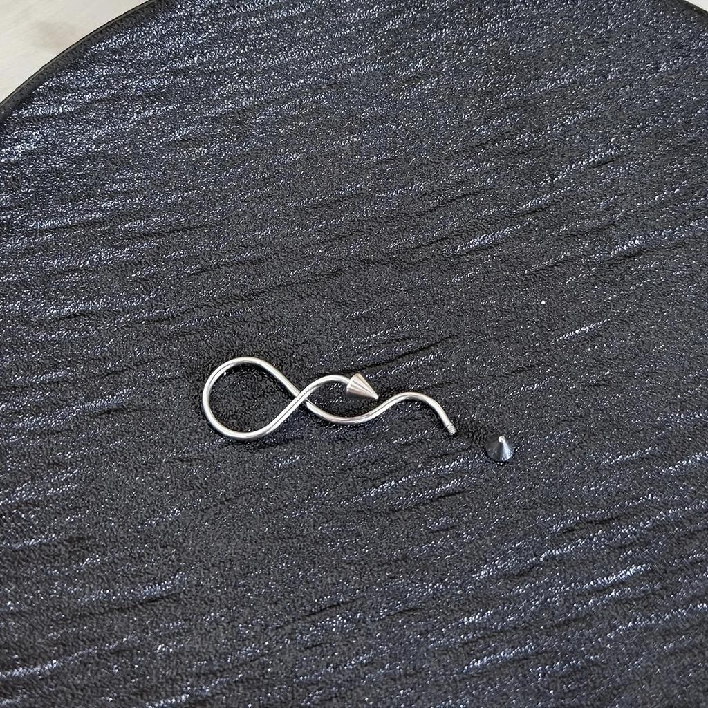 1pc Stainless Steel 16G Industrial S-Shaped Piercing Earring Stud Punk External Thread Ear Bridge Jewelry for Daily Party