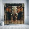 Rustic Elephant Bath Curtain Set, Abandoned Factory Theme, Water-Resistant Polyester, , All-Season Decor, Modern Home Bathroom
