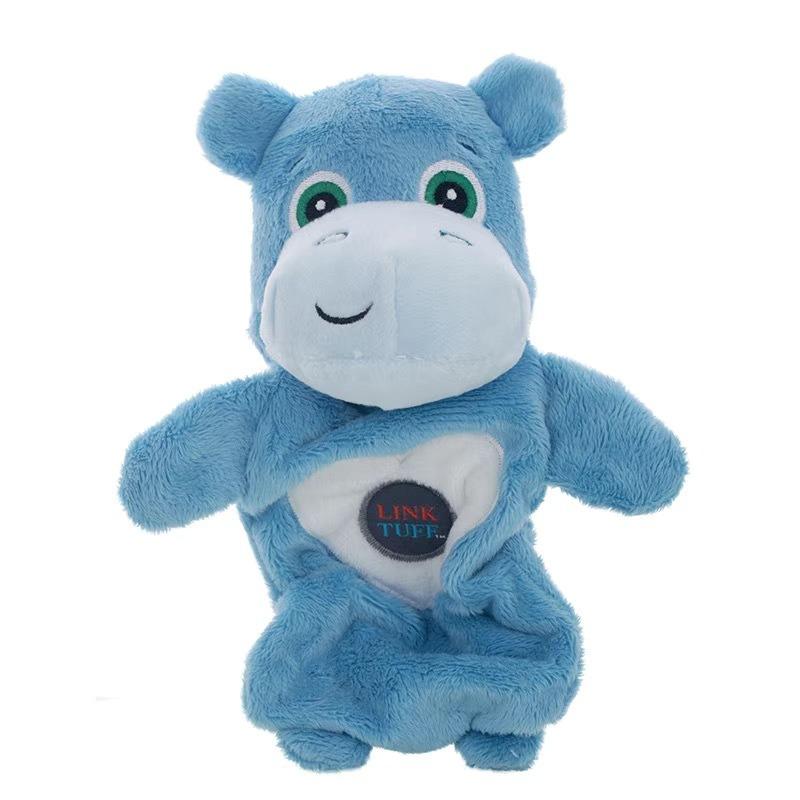 High Quality Durable and Funny Plush Dog Chew Toys Washable Tough Pet Toy Cute and Adorable Hippo Plush Dog Toy (Blue,18*11*4cm) синий