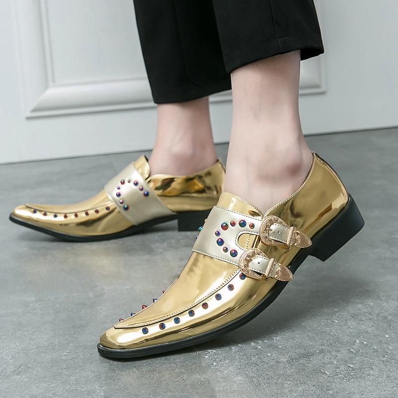 Fashion 2025 New British Business Casual Men's Shoes,fashion Chelsea Leather Shoe,luxury Shoes Gold Pointed Mens Leather Shoes Plus Size