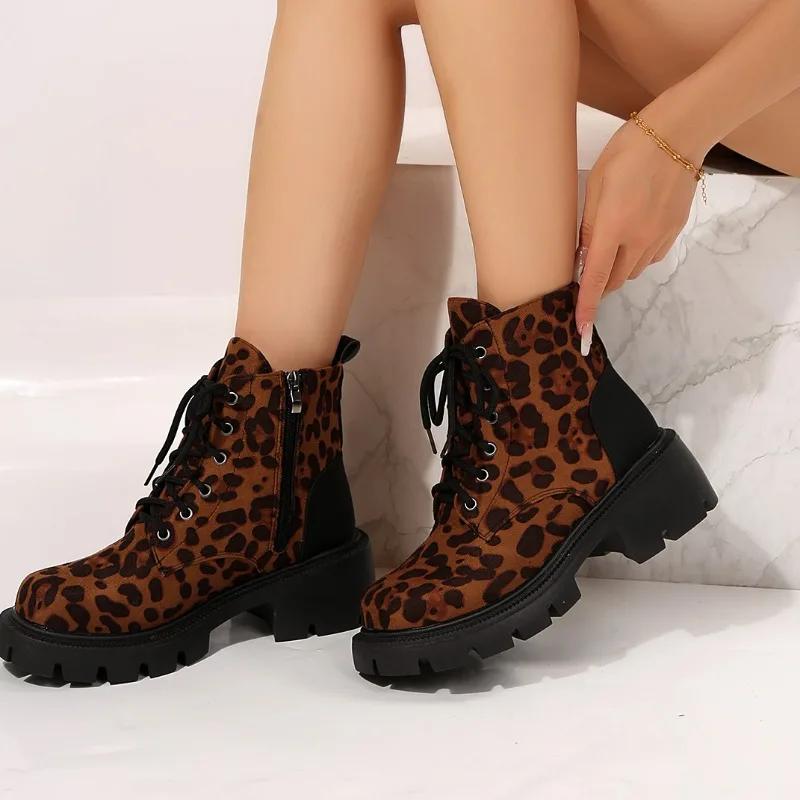 Fashion Women's Shoes 2024 High Quality Side Zipper Women's Boots New Leopard Print Modern Boots Women Hot Sale Plus Size Ankle Boots