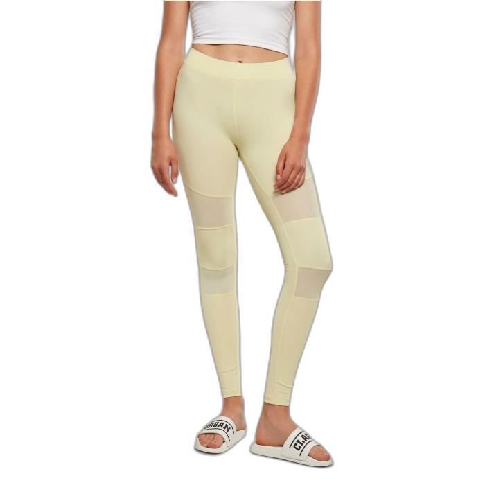 Legging femme Urban Classics Tech Mesh - jaune - M