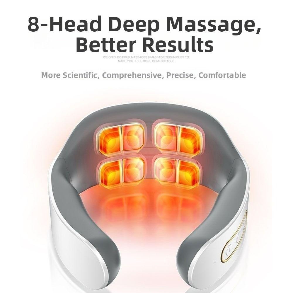 Hot Compress Cervical Spine Massager 8-Head Neck Massager Pulse Neck Device Indoor