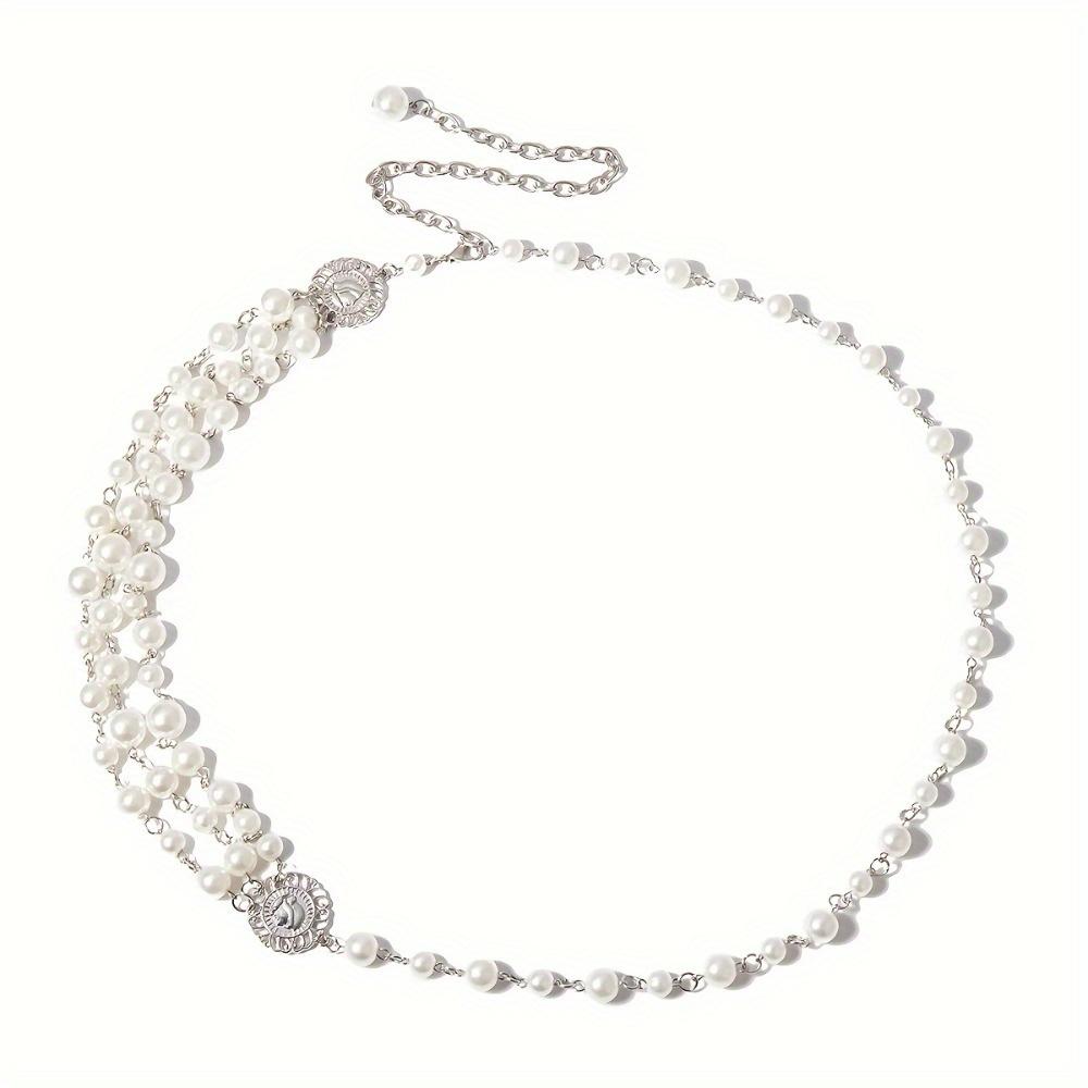 1 Tassel Pearl Waist Chain Women's Retro Dress Belt Fashionable Long Waist Chain Accessory