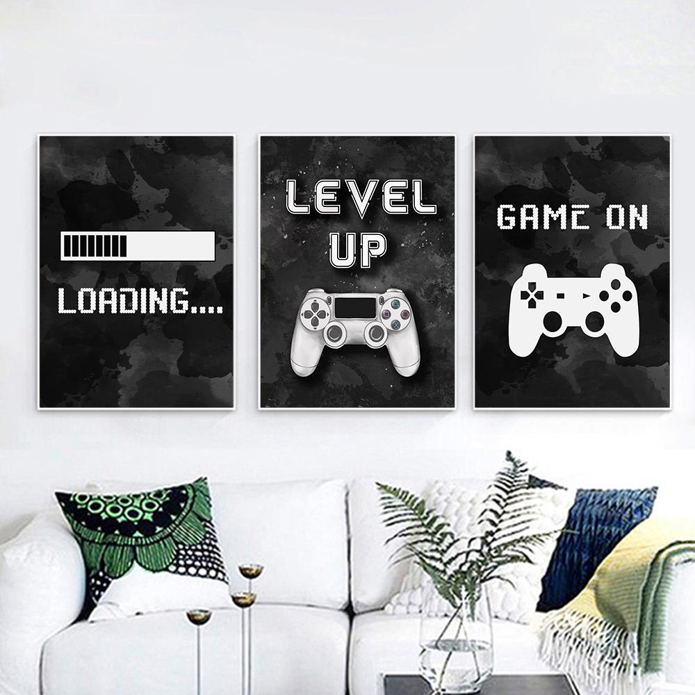 Video-Gaming-Zimmer-Poster, abstrakte Heimdekoration, Leinwandgemälde, lustiges Partyspiel, Wandkunst, Bilder für Jungen, Kinderzimmer, Dekoration