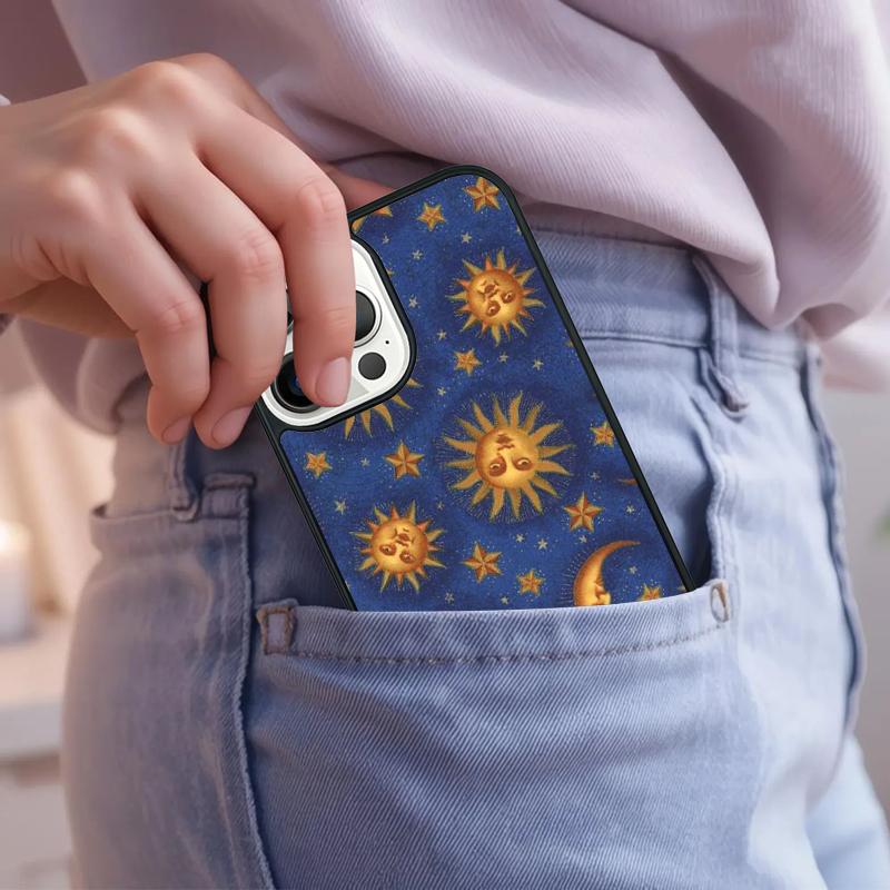 Celestial Mosaic Sun Moon Phone Case For iPhone 17 Air 15 16e 14 13 Pro Max Coque 12 11 Pro Max PLUS cover