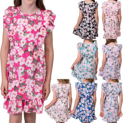 Dívčí šaty s květinovým motivem volánky