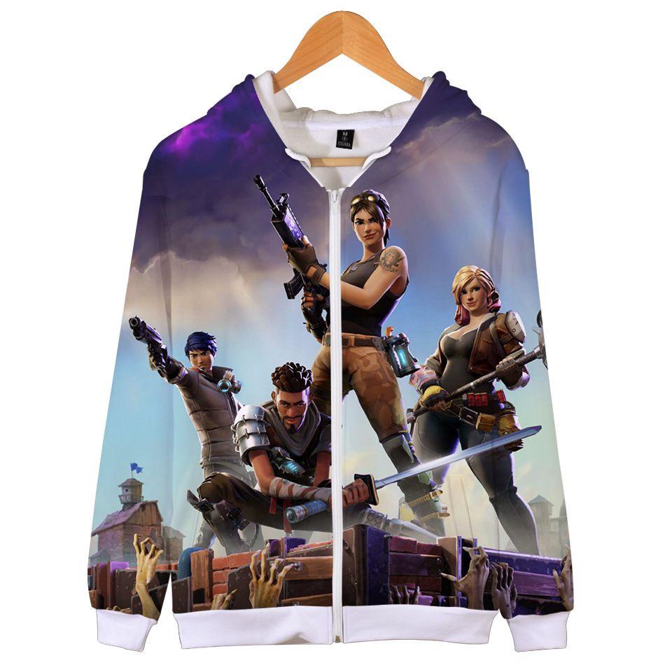 Fortnite Hoodie 3d Print Zipper Sweatshirts Battle Royal Cosplay Costume