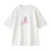 COR Women's White Embroidered Casual T-Shirt - Early Spring Loose Fit, Slim Short-Sleeved Knit with Lamb Design.