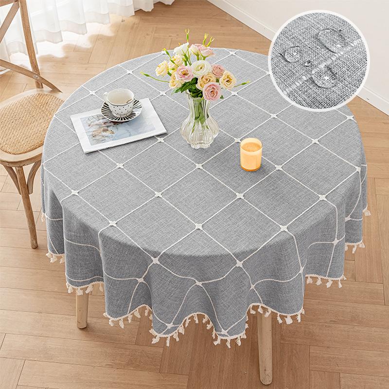 Round Tablecloth Waterproof and Dustproof Coffee Table Cloth Jacquard Tablecloth Wear-resistant and Non-slip Large Round Tablecloth