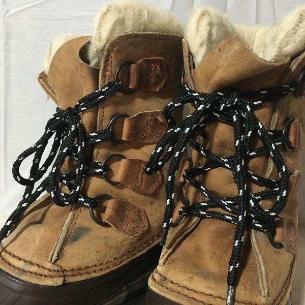 Vintage SOREL Wyprodukowane w Kanadzie Buty Śniegowe z Wkładką Rozmiar 22.5-23.5 Brązowe(UŻYWANY)