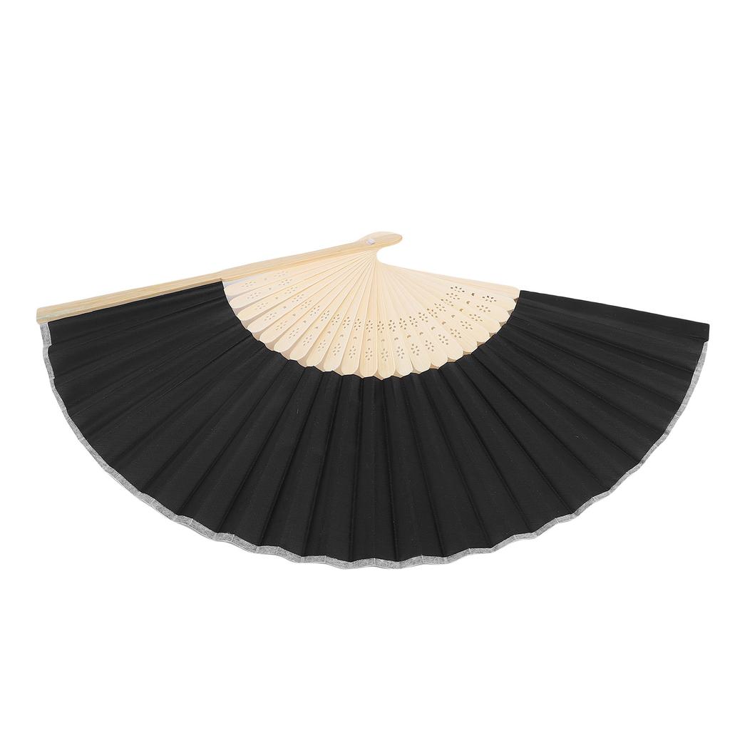 Folding Hand Fan 21cm Blank Silk Fabric Bamboo Folded Hand Fan for Wedding Daily Use