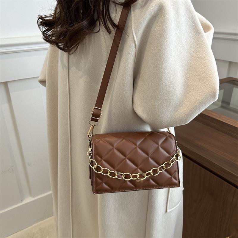 Chic Quilted Pattern Pu Shoulder Crossbody Bag Stylish Handbag For Everyday Use