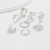 DIEZI Vintage Baroque Imitation Pearl Metal Rings Women Men Punk Hip Hop Gold Silver Color Geometric Open Knuckle Joint Ring Set