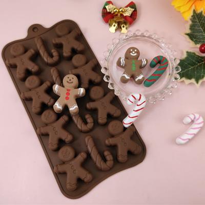 Molde de Silicone para Chocolate Homem de Gengibre com 3 Cavidades, Bengala, Doces, Biscoitos, Gelo de Natal, Decoração de Bolo, Ferramenta de Confeitaria