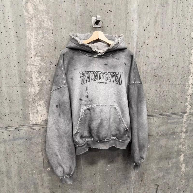 Unisex Oversized Distressed Cotton Hoodie With