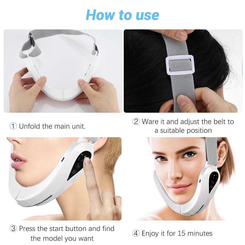 EMS Facial Massager Chin Lift Belt LED Photon Therapy Face Slimming Vibration Device Cellulite Jaw Face Lifting Machine Dropship